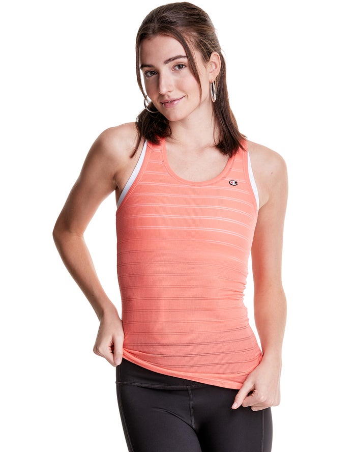 Champion Womens Tank Tops NZ - Ribbed Racerback Coral ( 8910-SCNIZ )